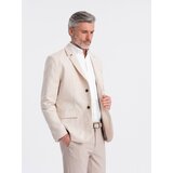 Ombre Men's REGULAR cut blazer with linen - cream | Shoptok.si