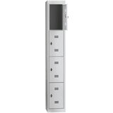 Wolf Jeklena garderobna omara, razstavljena, krilna vrata, 4 predelki, višina 410 mm, širina 300 mm, osnovni element, svetlo sive / svetlo sive barve | Shoptok.si