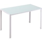 HOMCOM Moderna pravokotna miza za kuhinjo in dnevno sobo, kovinski okvir in plošča iz kaljenega stekla, 120x60x75 cm, bela, bela, (20745672) Cene