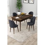 Hanah home trpezarijski set Rut, sto na razvlačenje i 4 stolice, ploča u dekoru drveta Baroque, antracit tkanina Babyface | Eponuda.com