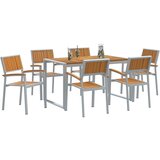  Vrtni set za objed 7 kom. Siva Čvrsto drvo akacije 140 x 80 x 75 cm | shoptok.hr