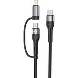 Superior USB data kabal SU-K106, 2in1, Type-C na Type-C/Lightning , 1m, Crni