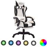 vidaXL igraća stolica s rgb led svjetlima crno-bijela od umjetne kože cijene