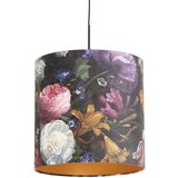 QAZQA Viseča svetilka z velur senčnimi cvetovi z zlatom 40 cm - Combi Cene