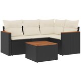 Maison Chic Seti vrtnega pohištva - Vrtna garnitura - Vrtni pohištvo set 5-delna z blazinami črn poli ratan, (21819522) | Shoptok.si