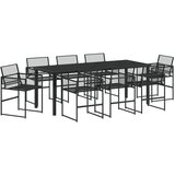 vidaXL 9-dijelni vrtni set za objedovanje - crni poli ratan | shoptok.hr