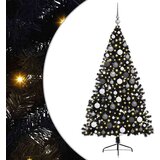 vidaXL Umetna predhodno osvetljena božična jelka Črna 180 cm PVC | Shoptok.si