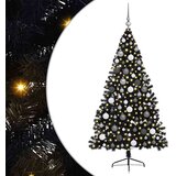 vidaXL Umjetna božićna jelka s lampicama s stalakom Crna 180 cm PVC | shoptok.hr