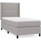  Box spring postelja z vzmetnico svetlo siva 90x200 cm blago | Shoptok.si