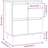  Komoda boja dimljenog hrasta 60 x 35 x 70 cm konstruirano drvo | shoptok.hr