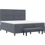  Krevet na okvir s madracem i klupom tamno sivi 180x200 cm baršun | shoptok.hr