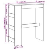  Barski stol s policama Crni hrast 90x40x103,5 cm Konstruirano drvo | Shoptok.si