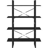 Ormarić za knjige s 4 razine crni 100 x 30 x 140 cm od borovine | shoptok.hr