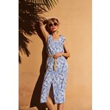 Marisse Blue Linen Dress With A Belt Cene