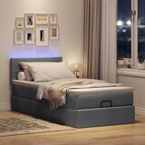 vidaXL Otomanski posteljni okvir z vzmetnico siv 80x200 cm blago | Shoptok.si