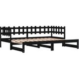  Dnevni ležaj na izvlačenje crni 2x (80x200) cm masivna borovina | shoptok.hr
