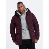 Ombre Men's winter jacket with unusual quilting - maroon | shoptok.hr
