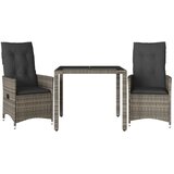 3-dijelni bistro set od poliratana s jastucima sivi Siva 90 x 90 x 75 cm | Shoptok.si