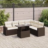 Maison Chic Seti vrtnega pohištva - Vrtna garnitura - Vrtni pohištvo set 7-delna z blazinami rjav poli ratan, (21801449) | Shoptok.si