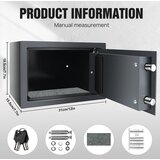 BRIEFNESS Elektronska sef, kombinacijska ključavnica, konstrukcija iz zlitine jekla, siva 8.5L, (5000156939) | Shoptok.si