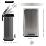 Spirella Jeklen koš za smeti s pedalom v mat srebrni barvi 50 l Akira – | Shoptok.si