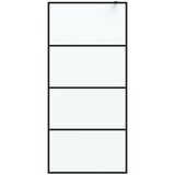Pregrada za tuš crna 90 x 195 cm s mutnim staklom ESG | Eponuda.com