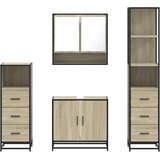  4-dijelni set kupaonskog namještaja boja hrasta sonome drveni | shoptok.hr