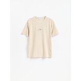 Reserved Relaxed majica kratkih rukava s printom - bež | shoptok.hr