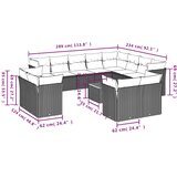  Vrtna garnitura - 13-dijelni set vrtnih sofa s jastucima poliratan crni - Crna 1 | shoptok.hr