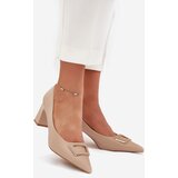 Boto Heels With Decorative Buckle Nude Seriva | shoptok.hr
