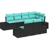 vidaXL Vrtna sedežna garnitura z blazino 7 pcs Črna poli ratan, (5000142614) | Shoptok.si