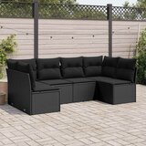  6-dijelni set vrtnih sofa s jastucima crni od poliratana | shoptok.hr