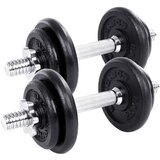 Songmics Komplet uteži 2 v 1, 2 x 10 kg nastavljive uteži iz litega železa, z dodatno jekleno palico, fitnes trening, dvigovanje uteži, domača telovadnica, črna SYL20LBKV1, (21533725) | Shoptok.si