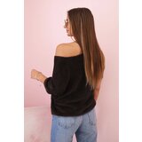 Kesi Włoski Women's sweater made of soft fluff with a V-neck and short sleeves brown | shoptok.hr