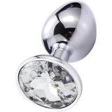 Sunfo - kovinski analni dildo s kamnom (srebrno-bel) | Shoptok.si