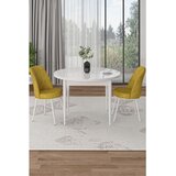 Hanah home trpezarijski set Tor, sto i 2 stolice, bela ploča, senf žuta tkanina Babyface | Eponuda.com