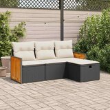 Maison Chic Seti vrtnega pohištva - Vrtna garnitura - Vrtni pohištvo set 4-delna z blazinami črna poli ratan, (21818072) | Shoptok.si
