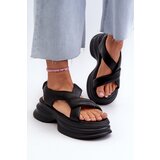 GOE Zazoo 2743 Suede Wedge Sandals Black | shoptok.hr