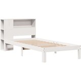 vidaXL Krevet s regalom za knjige bez madraca bijeli 75x190cm borovina Cijene