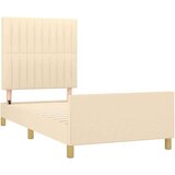 Posteljni okvir z vzglavjem krem 90x200 cm blago | Shoptok.si