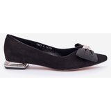 Laura Messi Elegant Suede Ballet Flats For Women With Bow 2893 Black | ePonuda.com