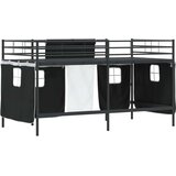  Krevet na kat za djecu s zavjesama Crna 107 x 200 cm | shoptok.hr