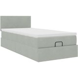vidaXL Otomanski posteljni okvir z vzmetnico siv 90x190 cm žamet | Shoptok.si