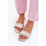 Boto Flat Ladies Slippers With Strap And Buckle Beige-White Zilina | Shoptok.si