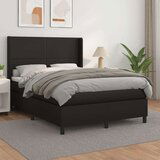  Box spring postelja z vzmetnico črn 140x190 cm umetno usnje, (20899166) Cene
