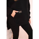 Polski Women's cotton set with a hoodie and high-waisted leggings black | shoptok.hr