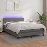  Box spring s madracem LED sivi 140x200cm od umjetne kože | shoptok.hr