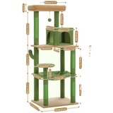 PAWZ Road Kaktus mačji drevesni stolp, prostoren 6-nadstropni dizajn, idealen za 4 mačke, AMT0110GN, (5000161408) | Shoptok.si