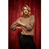 Marisse Turtleneck Sweater Decorated With Metallic Thread, Beige Cijene