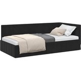  Kutni okvir kreveta s uzglavljem Crna 90 cm x 200 cm Baršun | shoptok.hr